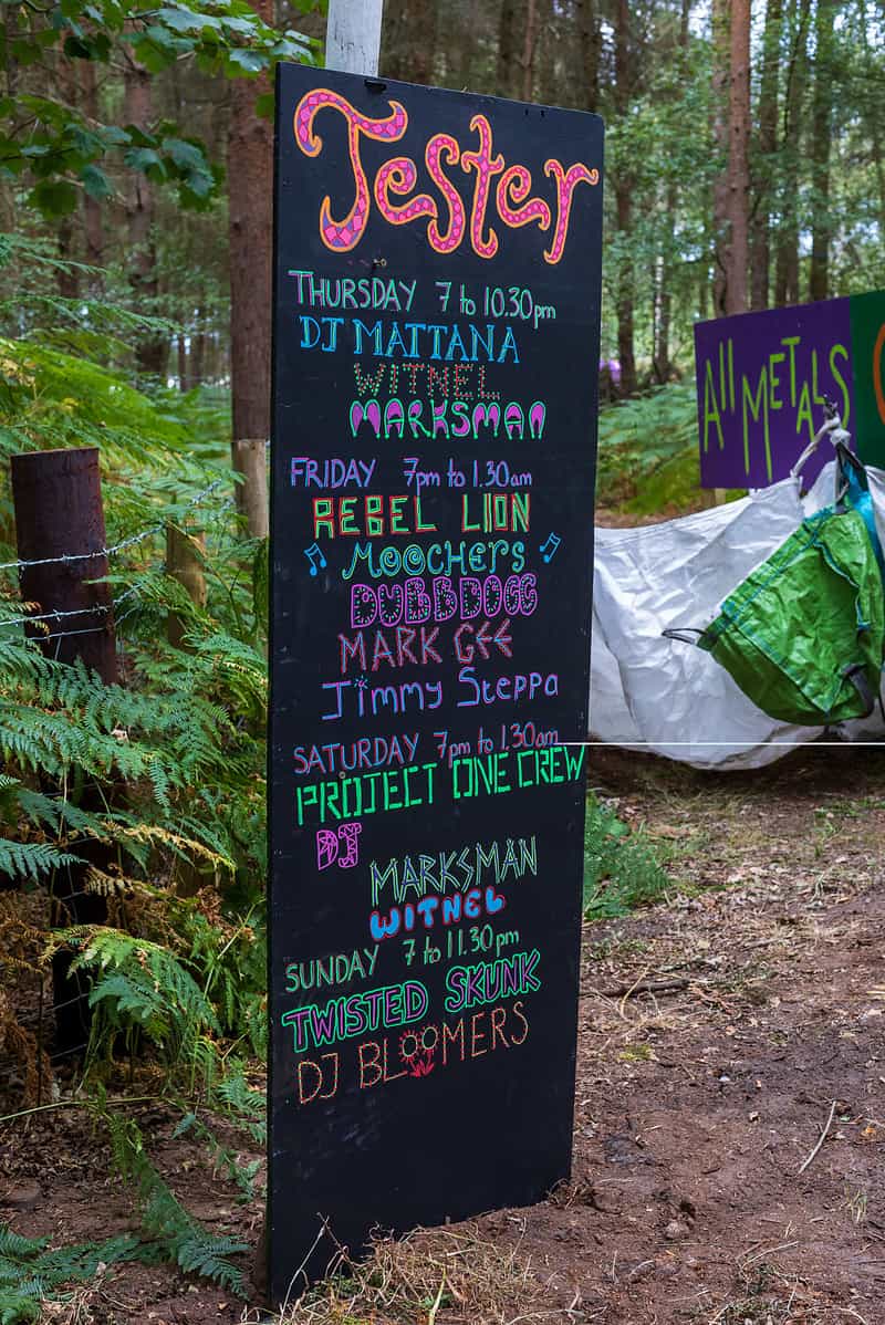 Harlequin Fayre - Jester Stage info board